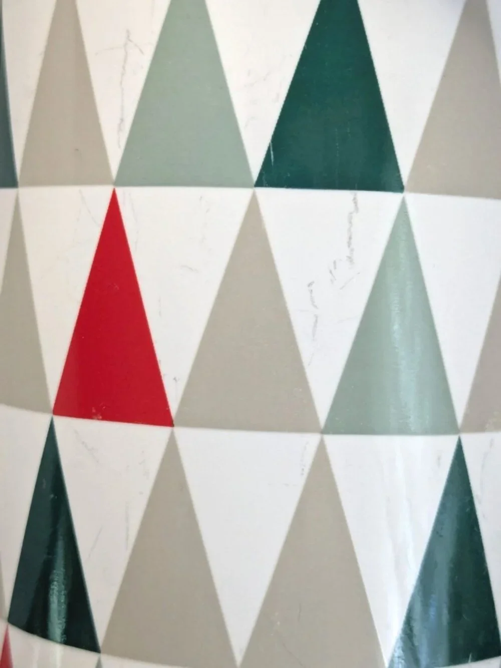 Starbucks Ceramic Mugs Set Of 2 With Green Interior & Geometric Triangle Pattern